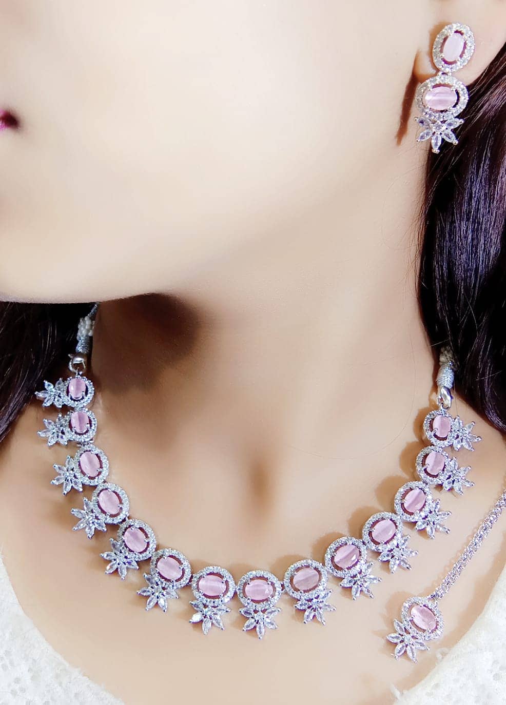 Ladymania Pink Alloy Necklace Set ( Pack of 1 )