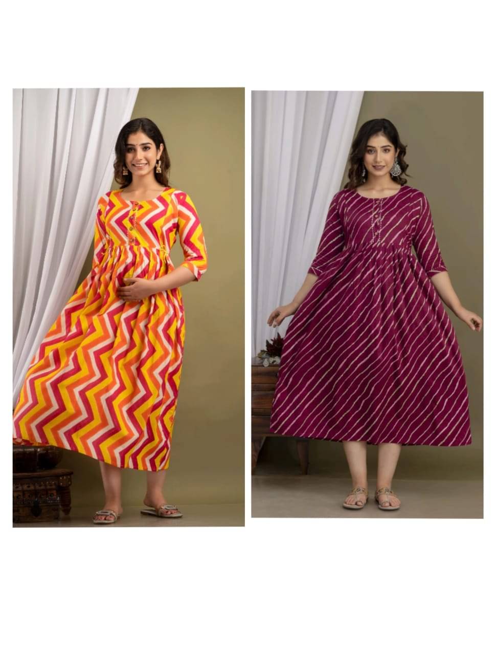     			Nevisha Style Multi Color Cotton Maternity Kurta Pack of 2