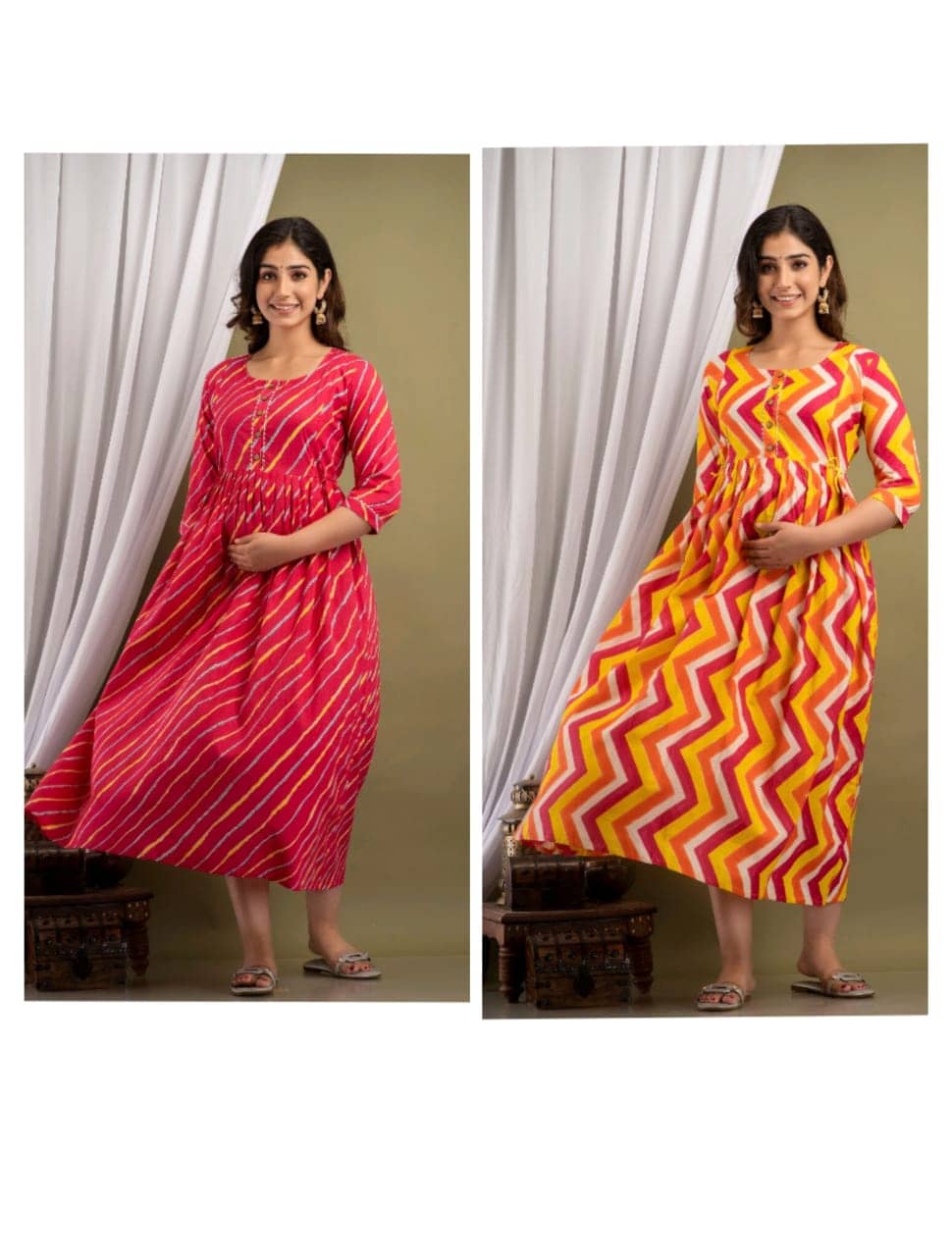 Nevisha Style Multi Color Cotton Maternity Kurta Pack of 2