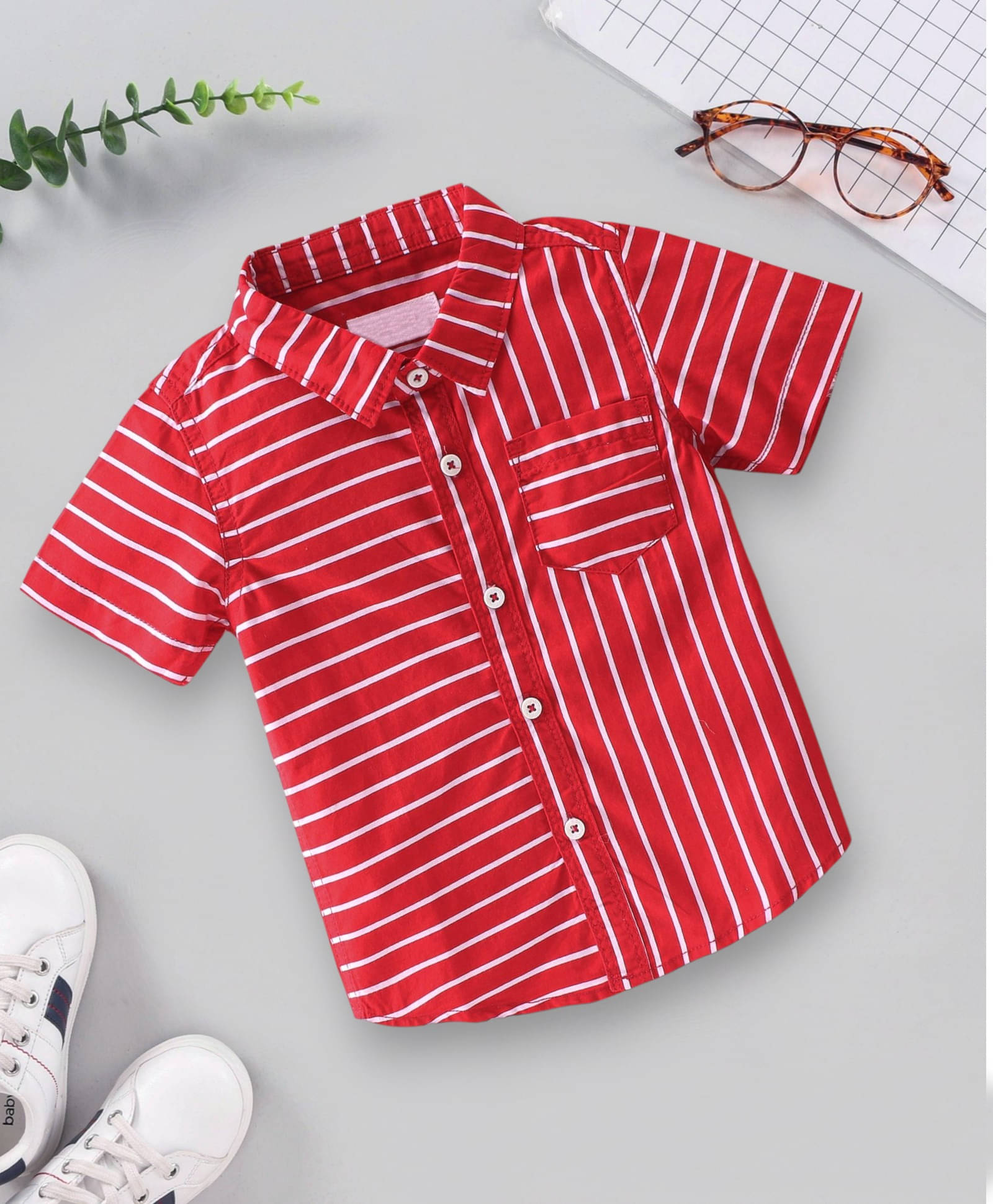 AMBARDIFASHION Pack of 1 Boys Cotton Blend Half Sleeves Shirt ( Red ) AMBARDIFASHION Pack of 1 Boys Cotton Blend Half Sleeves Shirt ( Red )