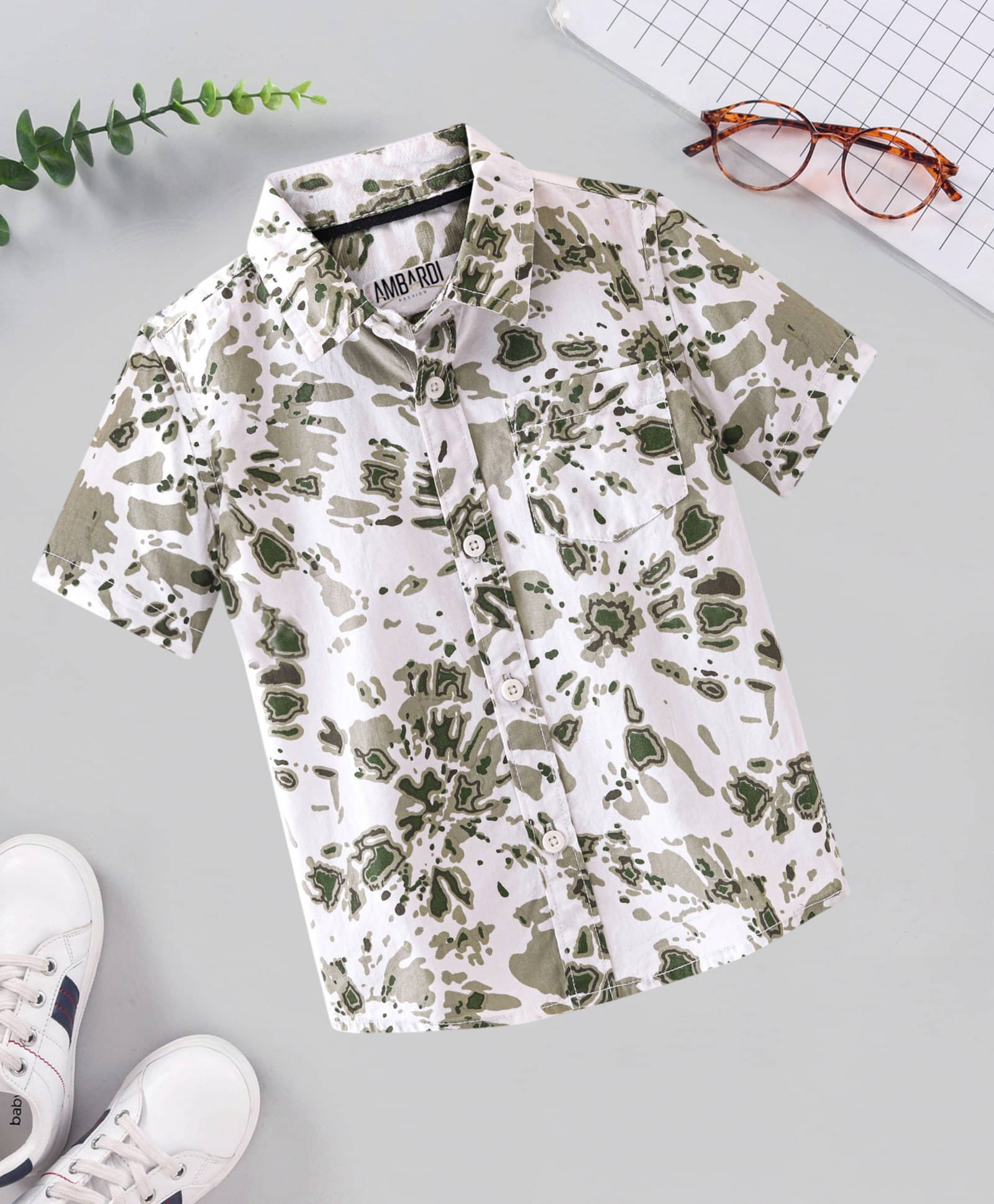 AMBARDIFASHION Pack of 1 Boys Cotton Blend Half Sleeves Shirt ( Avacado Green ) AMBARDIFASHION Pack of 1 Boys Cotton Blend Half Sleeves Shirt ( Avacado Green )