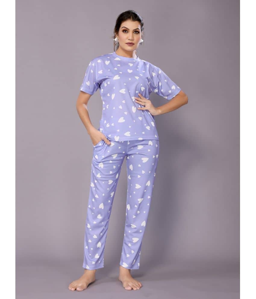NightBlue Lavender Crepe Women's Nightwear Nightsuit Sets ( Pack of 1 ) - Nightwear & Loungewear | Buy online on ZillyBuy