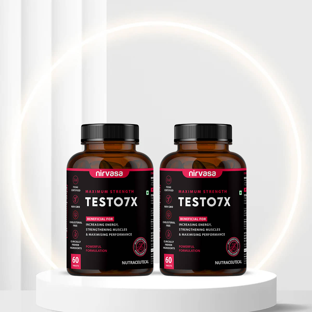 Nirvasa Testo 7X Tablets With Tribulus, Safed Musli ,Testo Tablets Supplement 60 Tablets(Pack Of 2)