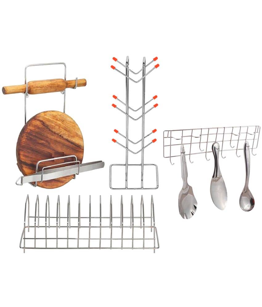 OC9 Silver Stainless Steel Wall mount Stand ( Pack of 4 )