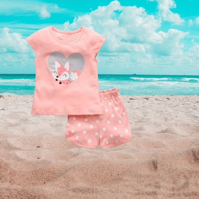 ODIMENT Pack of 1 Boys Cotton T-Shirt & Shorts Set ( Peach )