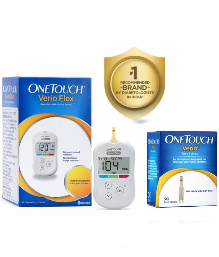 OneTouch Verio Flex glucometer combo with 50 Test Strips & 10 lancets |Syncs results with mobile app OneTouch Verio Flex glucometer combo with 50 Test Strips & 10 lancets |Syncs results with mobile app
