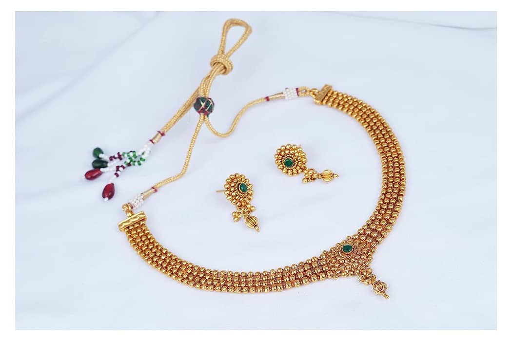 ROFARWORD Gold Brass Necklace Set ( Pack of 1 )