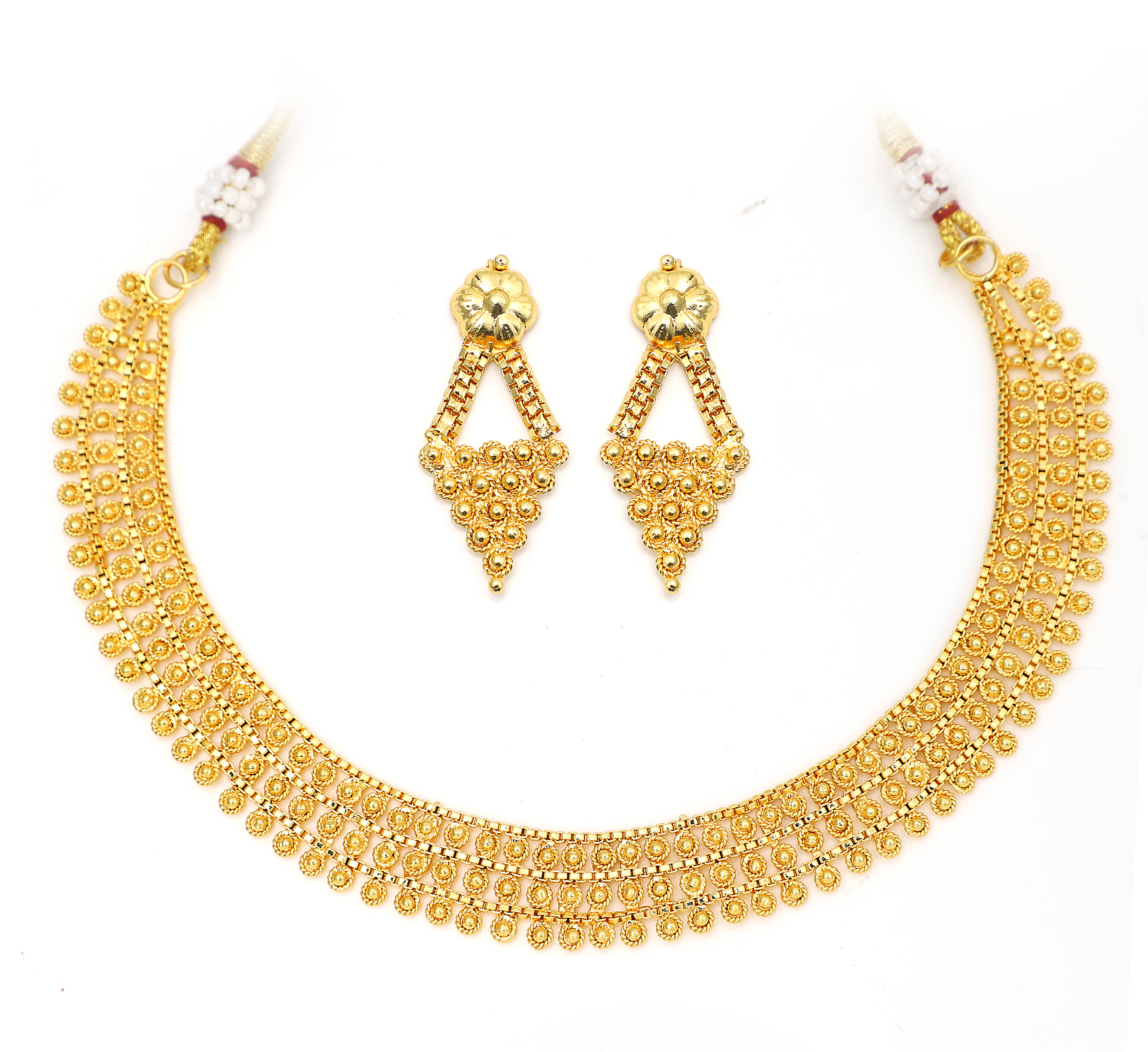 ROFARWORD Gold Brass Necklace Set ( Pack of 1 )