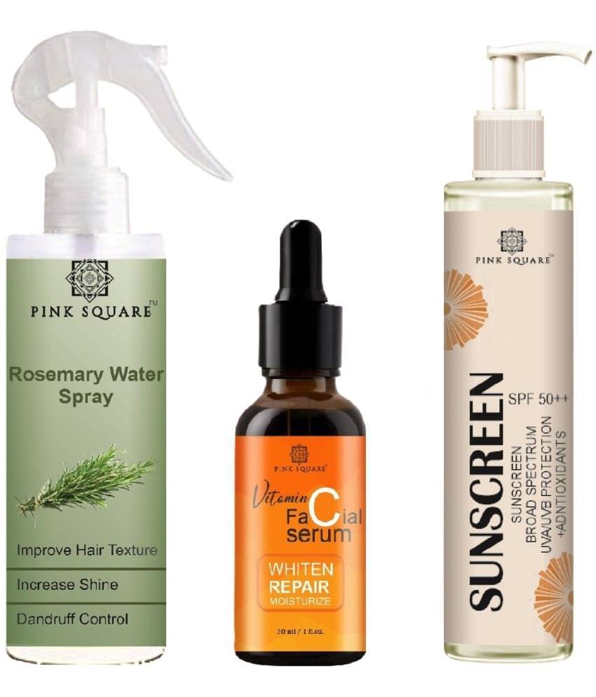 Rosemary water Hair Spray for Hair Regrowth (100ml), Vitamin C Face Serum for Whiten Repair Moisturize (30ml) Sunscreen SPF 50 (100ml) Combo of 3 Rosemary water Hair Spray for Hair Regrowth (100ml), Vitamin C Face Serum for Whiten Repair Moisturize (30ml) Sunscreen SPF 50 (100ml) Combo of 3