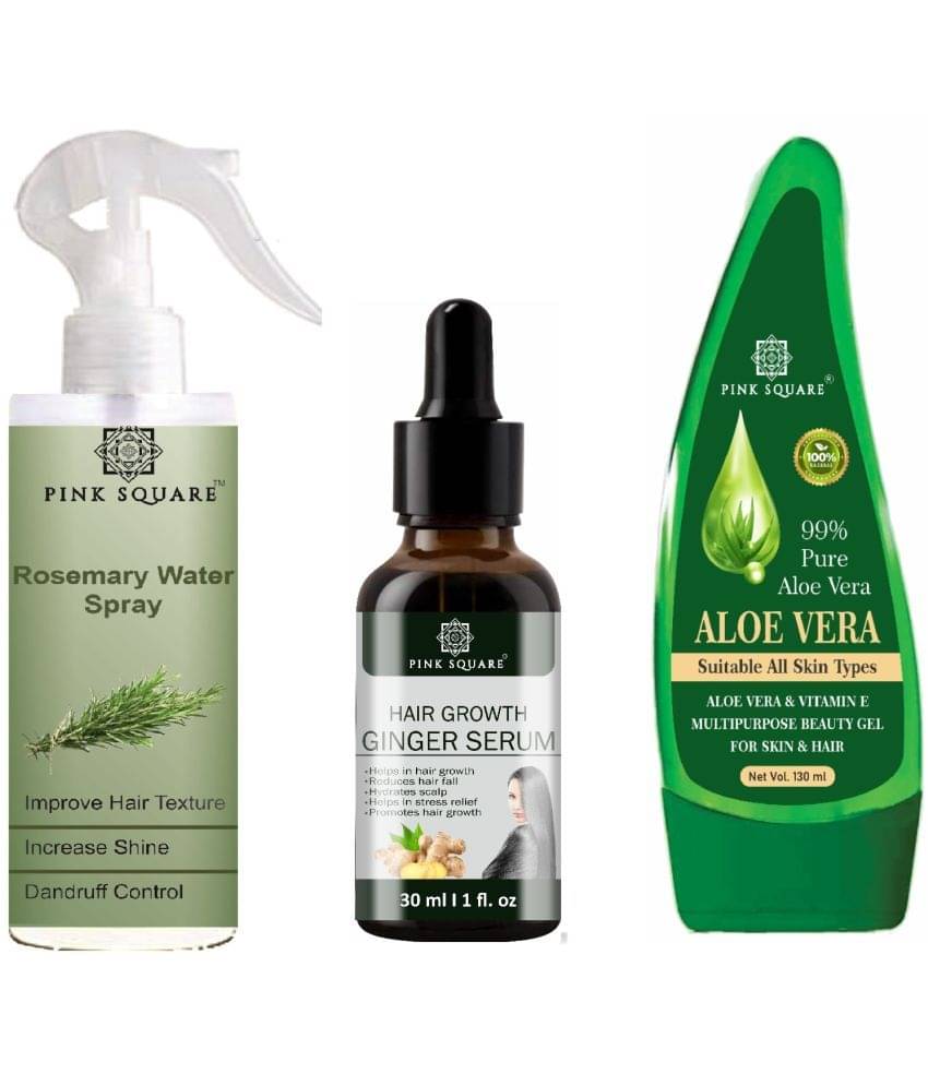 Rosemary water Hair Spray for Hair Regrowth (100ml) & Hair Growth Ginger Serum for Reduce Hair Fall (30ml) & Aloe vera Gel (100ml) Combo of 3 Rosemary water Hair Spray for Hair Regrowth (100ml) & Hair Growth Ginger Serum for Reduce Hair Fall (30ml) & Aloe vera Gel (100ml) Combo of 3