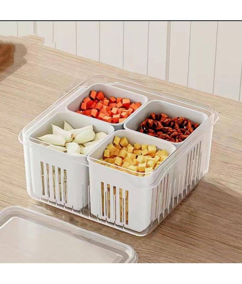 SHARUJA Crisper Fridge Polyproplene Off White Multi-Purpose Container ( Set of 1 ) SHARUJA Crisper Fridge Polyproplene Off White Multi-Purpose Container ( Set of 1 )