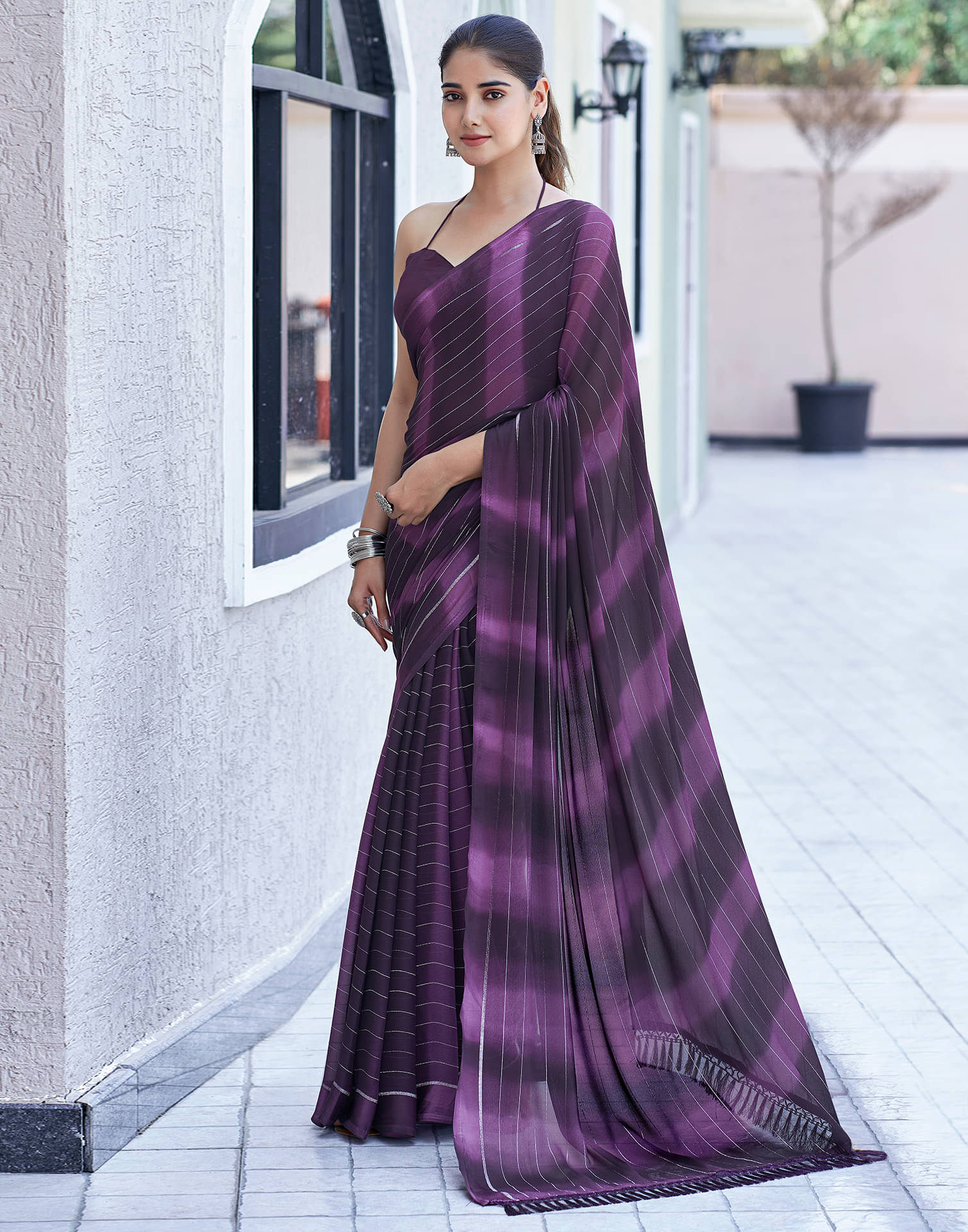 Samah Georgette Printed Saree With Unstitched Blouse Piece ( Wine ) Samah Georgette Printed Saree With Unstitched Blouse Piece ( Wine )