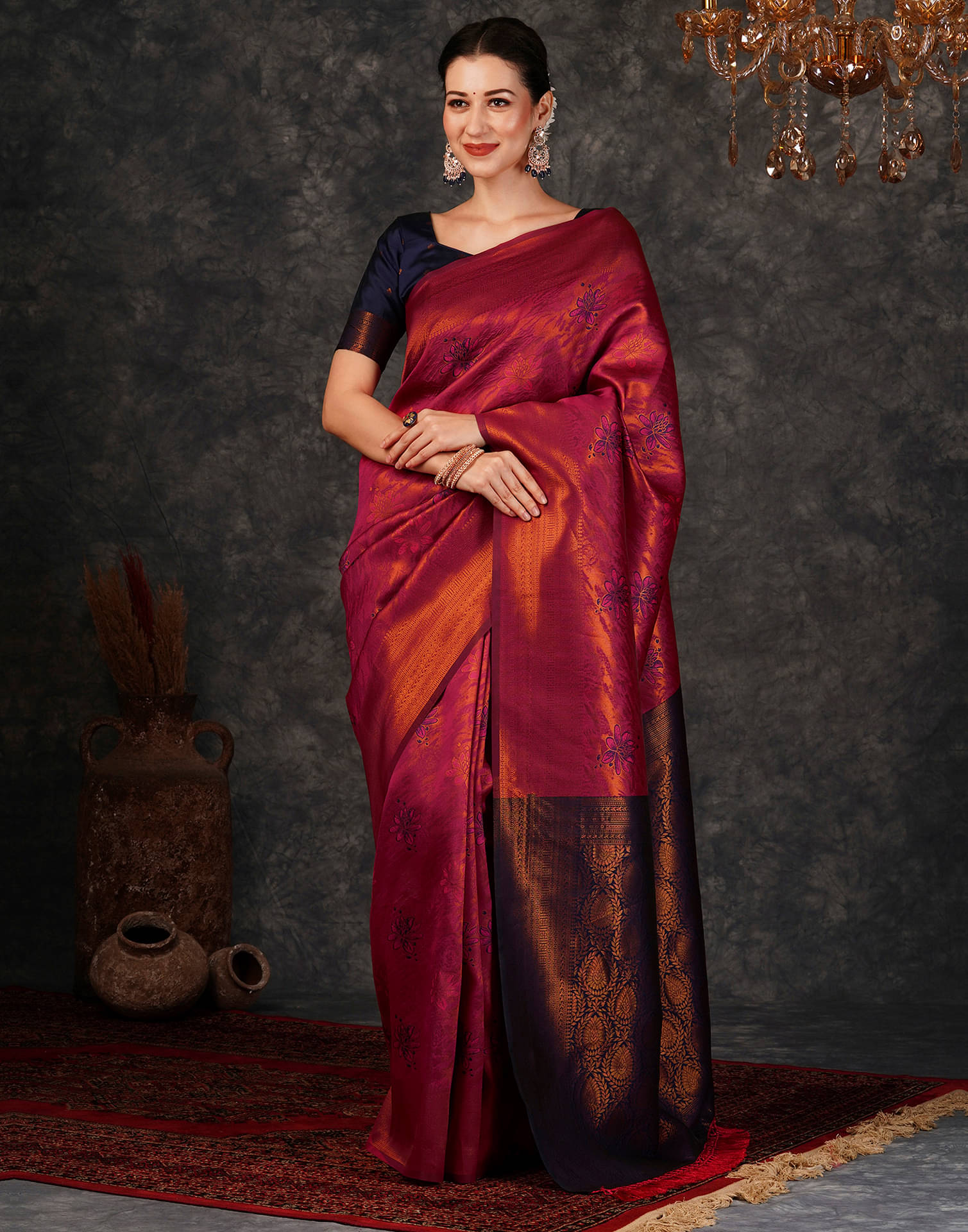 Samah Silk Self Design Saree With Unstitched Blouse Piece ( Pink ) Samah Silk Self Design Saree With Unstitched Blouse Piece ( Pink )