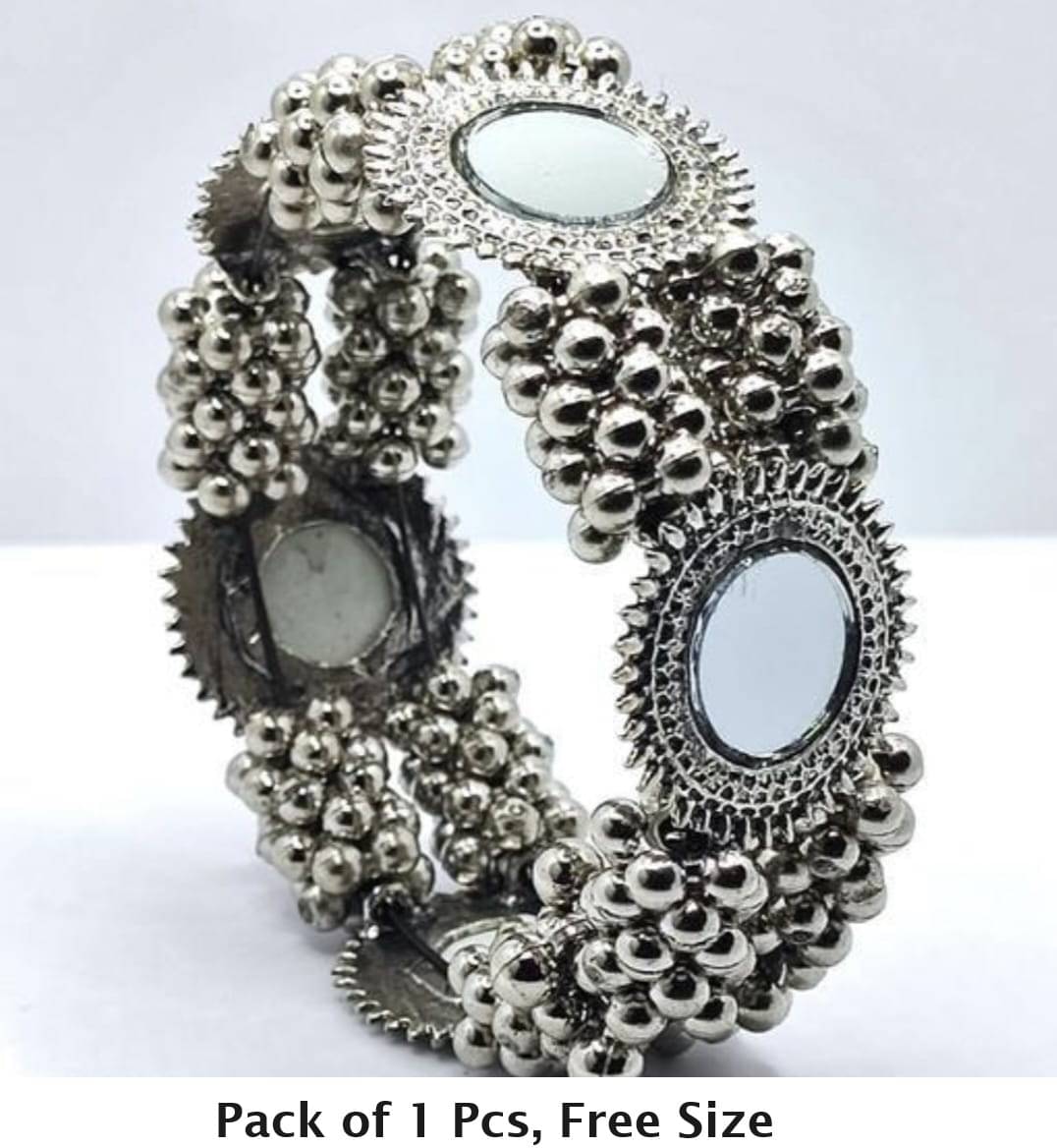     			Samridhi DC Silver Bangle ( Pack of 1 )