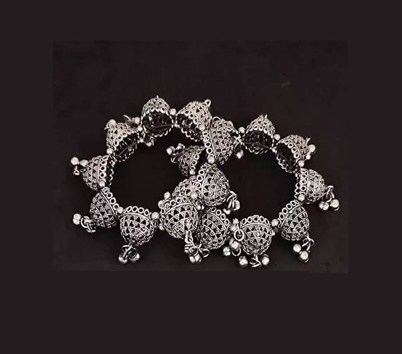     			Samridhi DC Silver Bangle ( Pack of 2 )