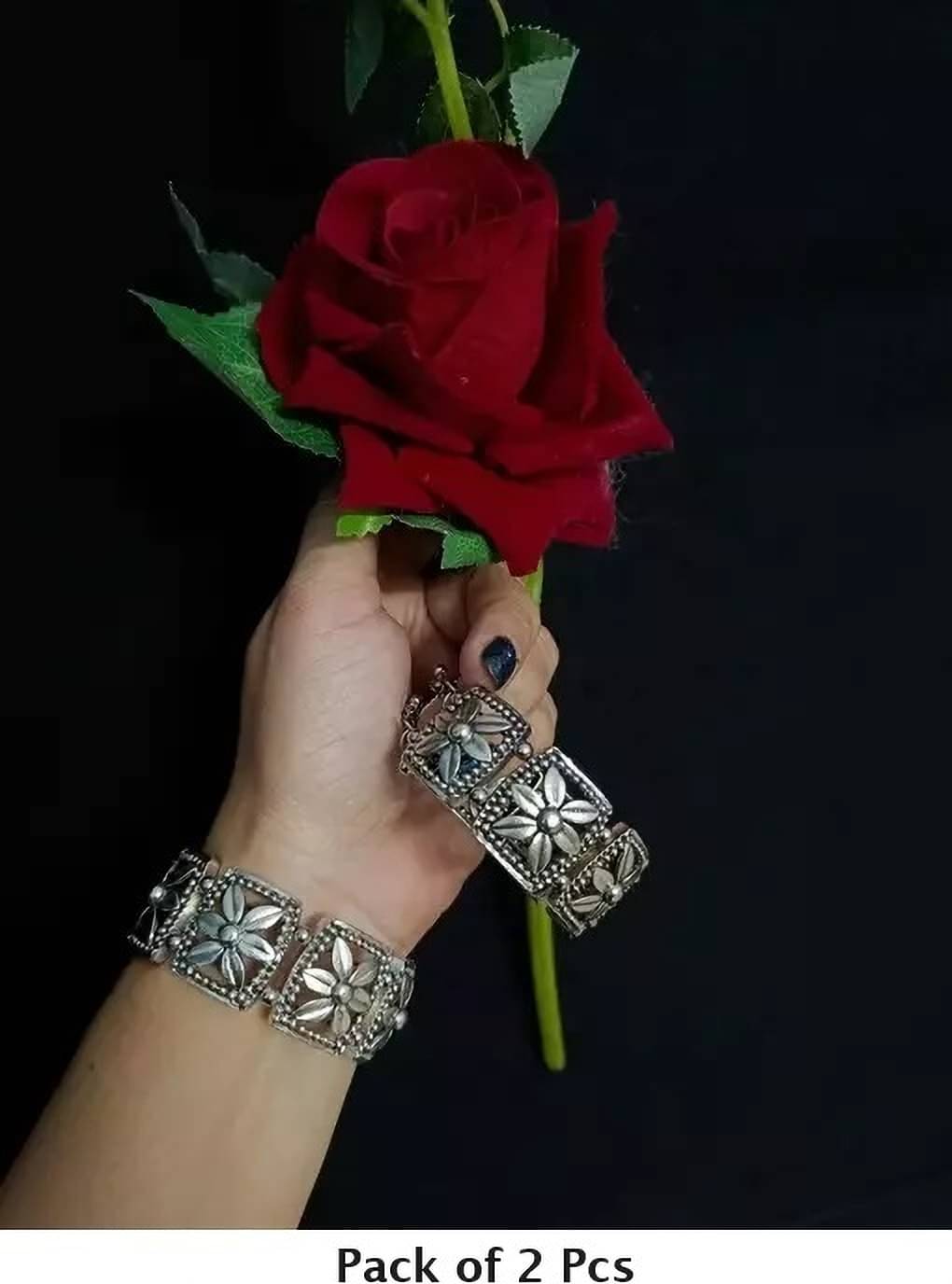     			Samridhi DC Silver Bangle ( Pack of 2 )
