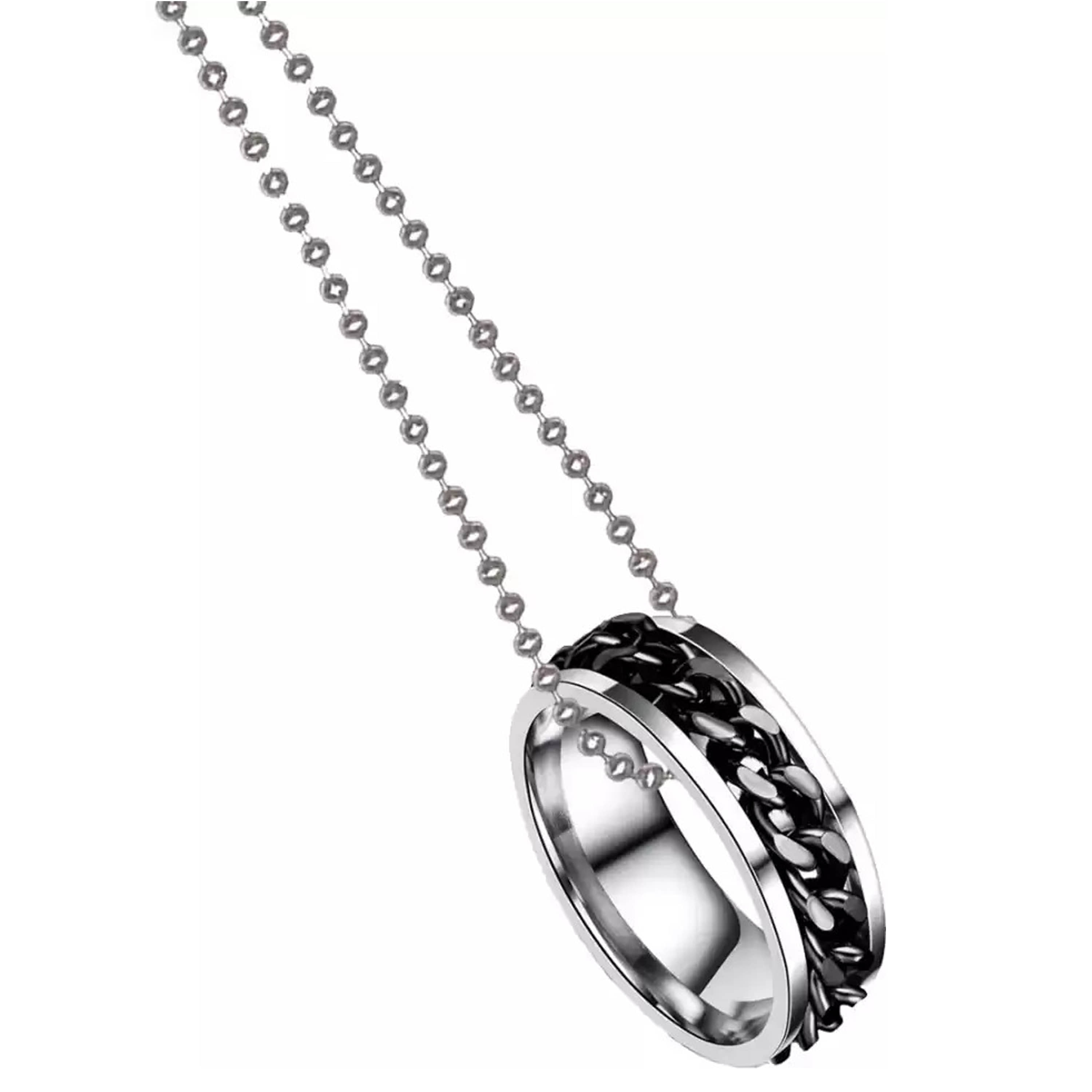 Thrillz Exclusively Stainless Steel Silver Chain Ring Pendant Necklace For Men Boys