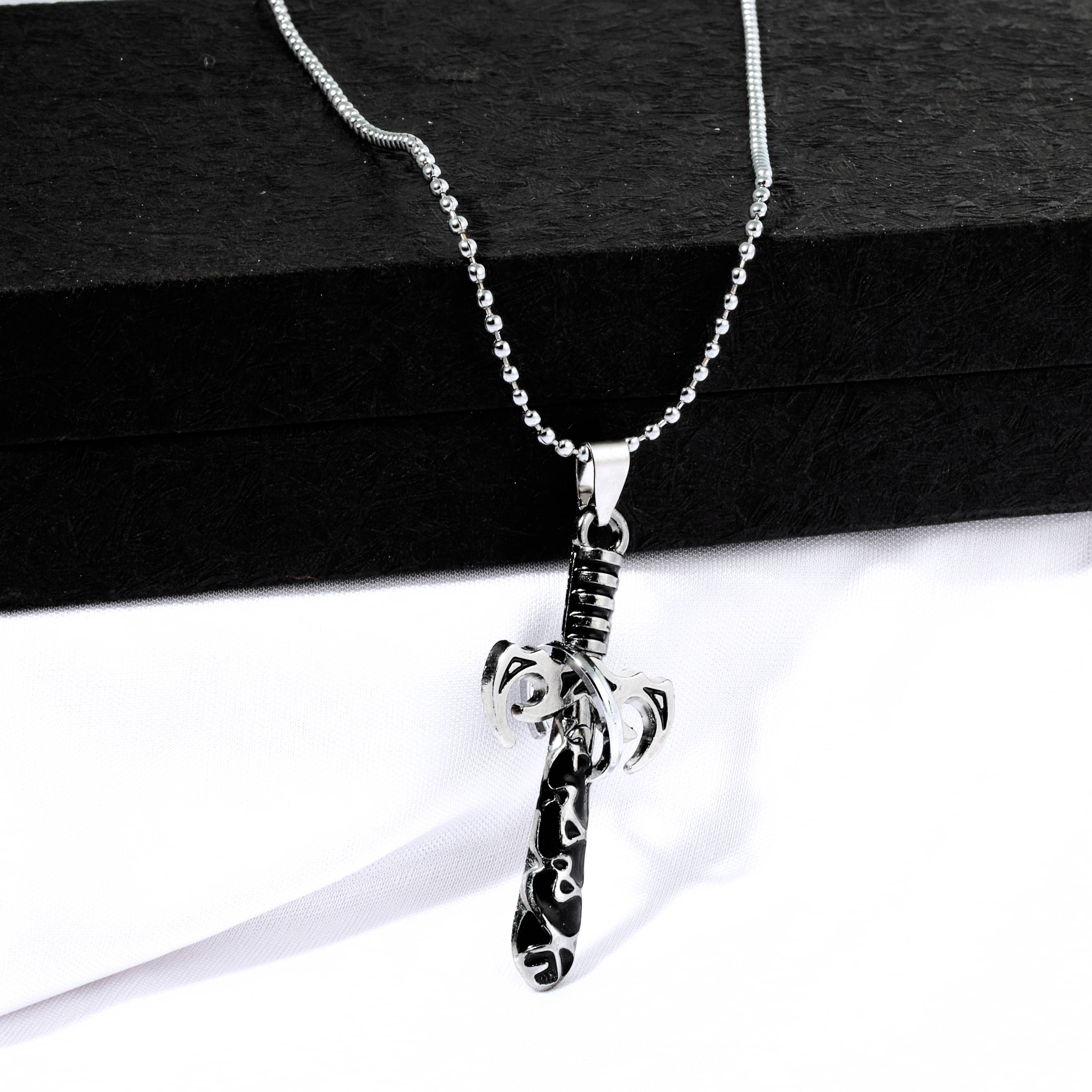     			Thrillz Stainless Steel Christian Crossed Silver Pendant