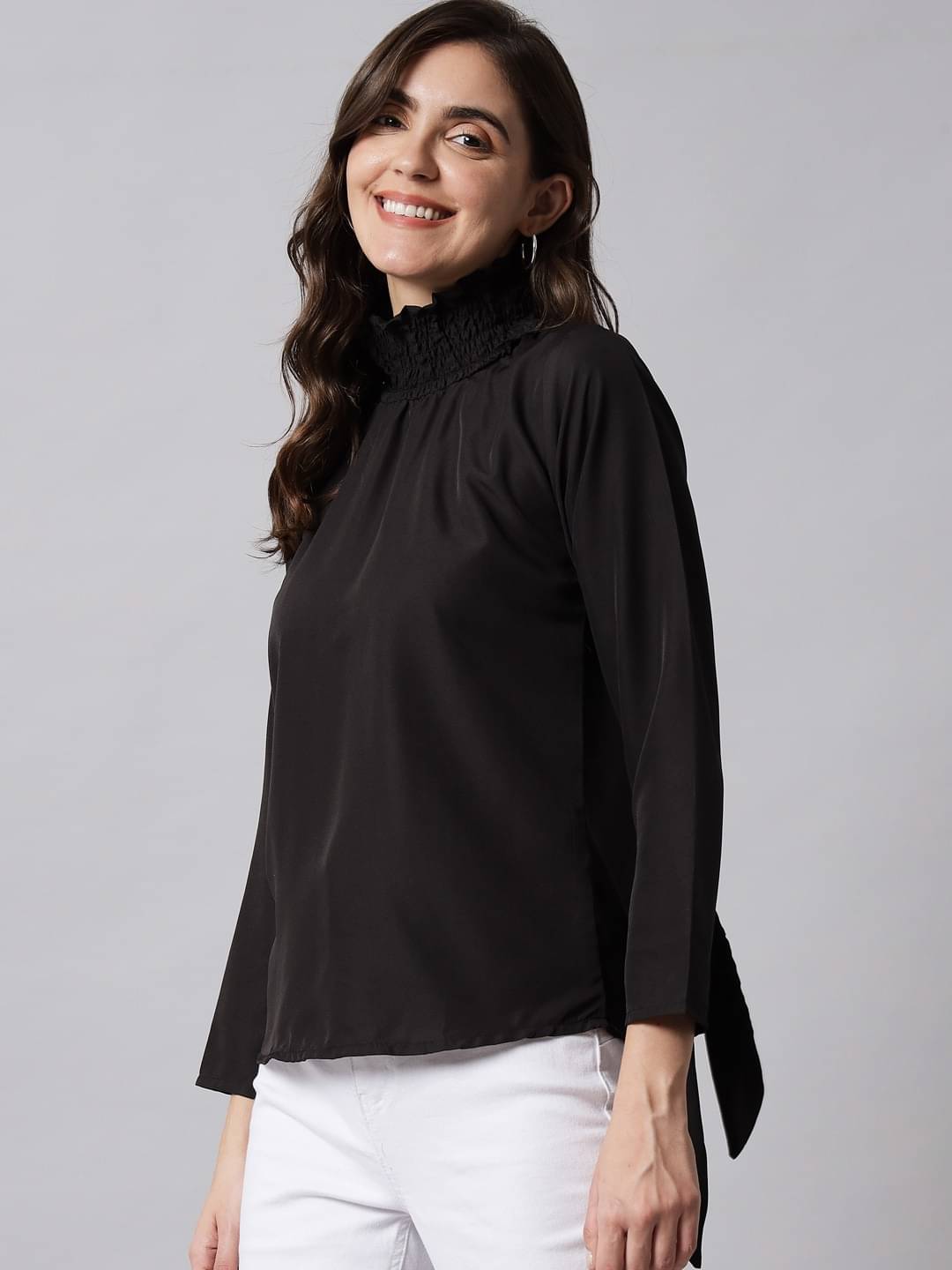     			Westchic Women's Polyester Regular Top ( Black )