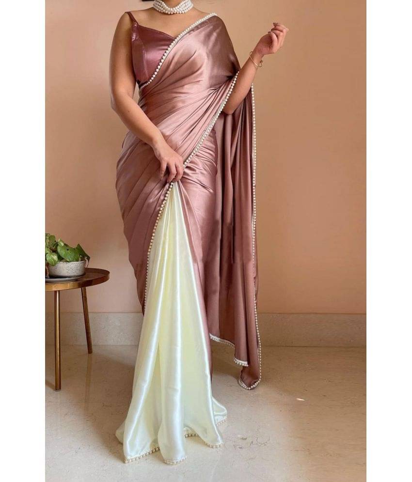 A TO Z CART Satin Embellished Saree With Unstitched Blouse Piece ( Peach ) A TO Z CART Satin Embellished Saree With Unstitched Blouse Piece ( Peach )