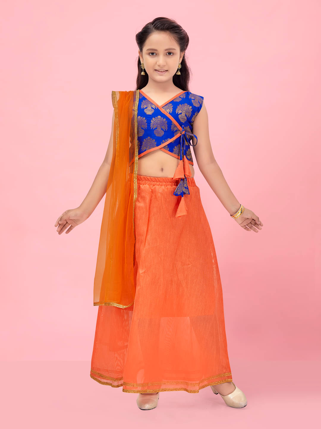     			Aarika Silk Lehenga Choli Set For Girls ( Pack of 1 , Blue )