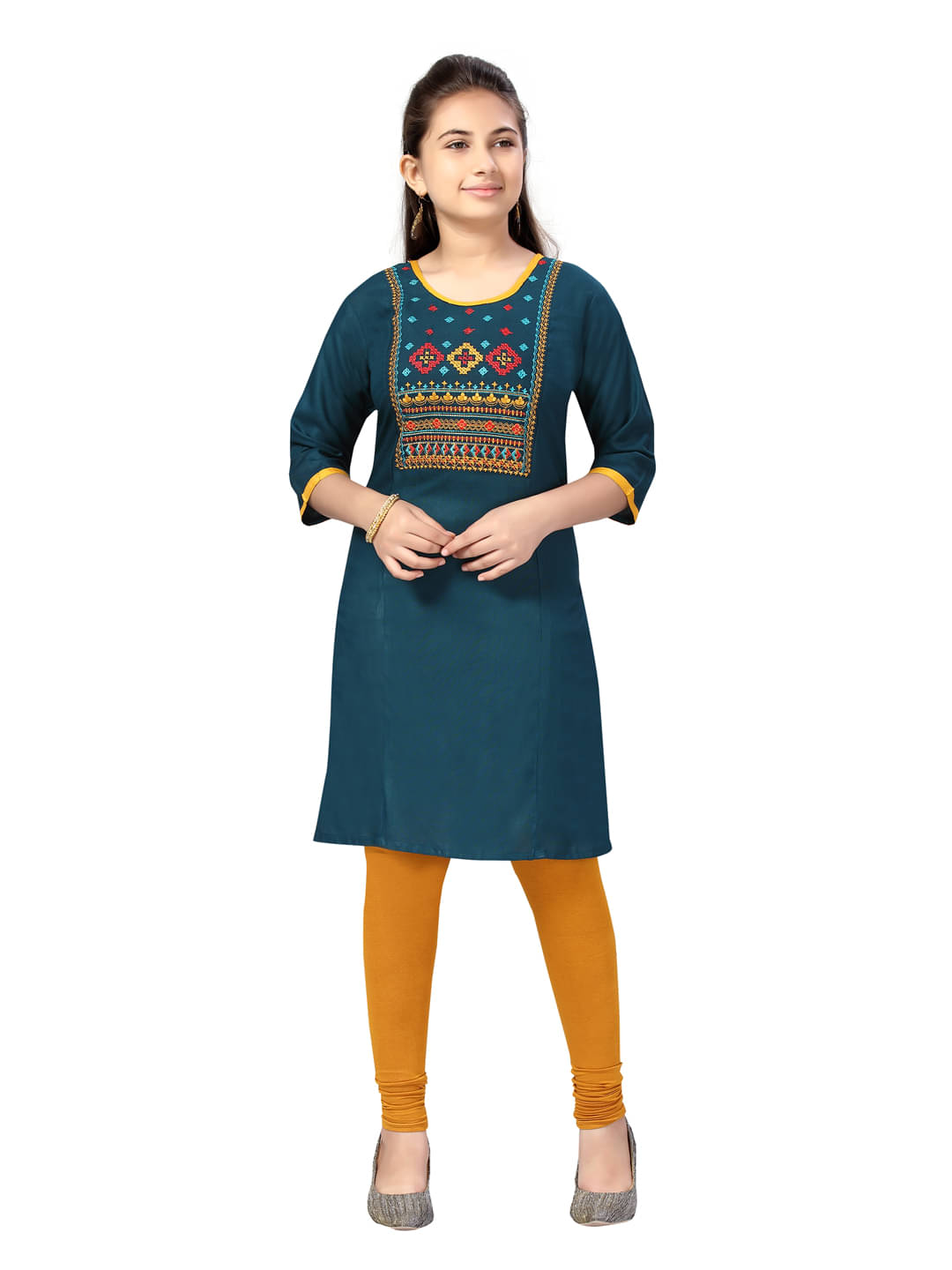     			Aarika Girls Cotton Kurti ( Pack of 1 , Dark Green )
