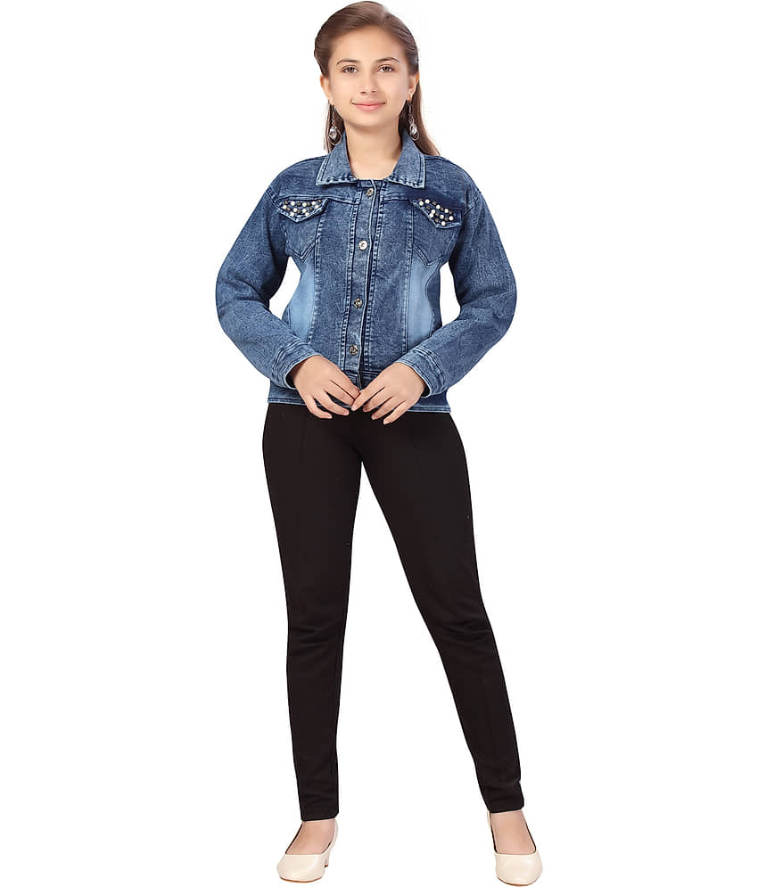Aarika Girls Denim Denim Jackets For ( Pack of 1 , Denim Blue ) - Jackets & Coats | Buy online on ZillyBuy