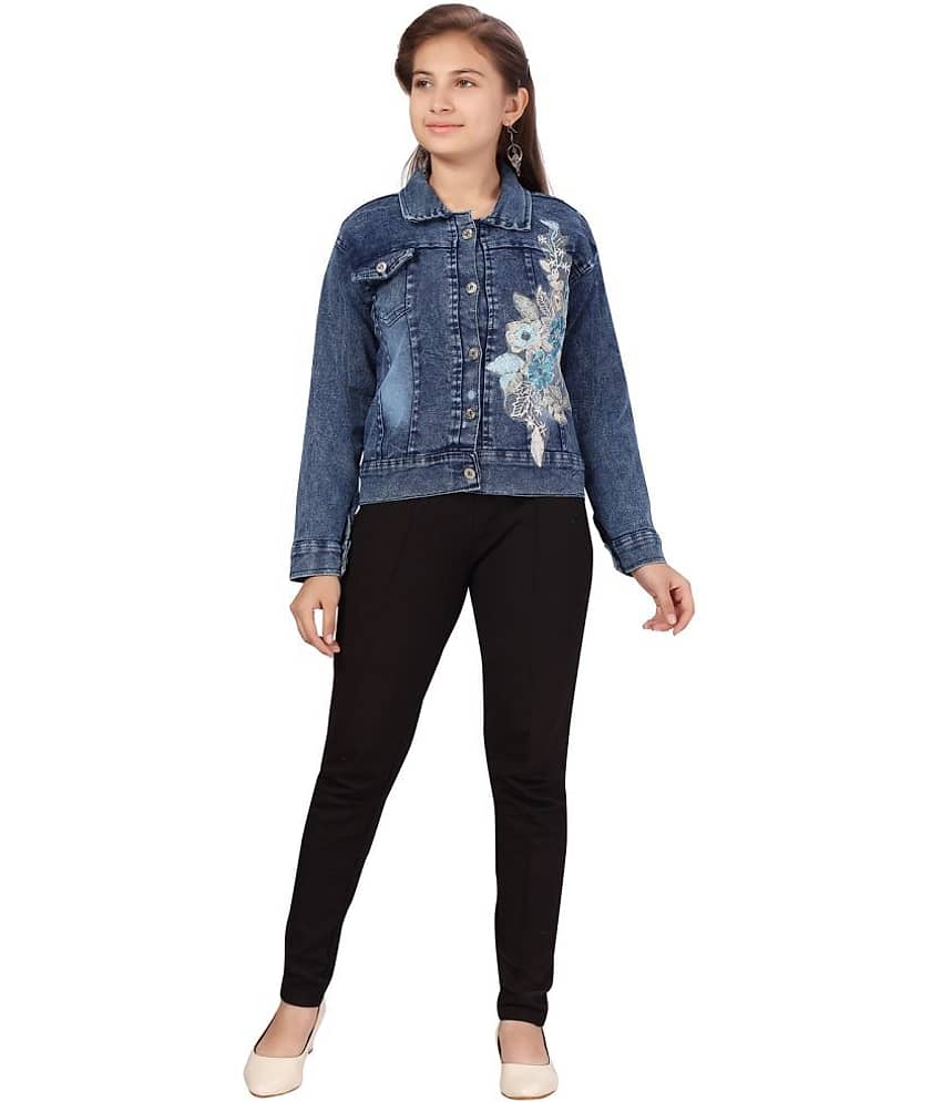 Aarika Girls Denim Denim Jackets For ( Pack of 1 , Denim Blue ) - Jackets & Coats | Buy online on ZillyBuy