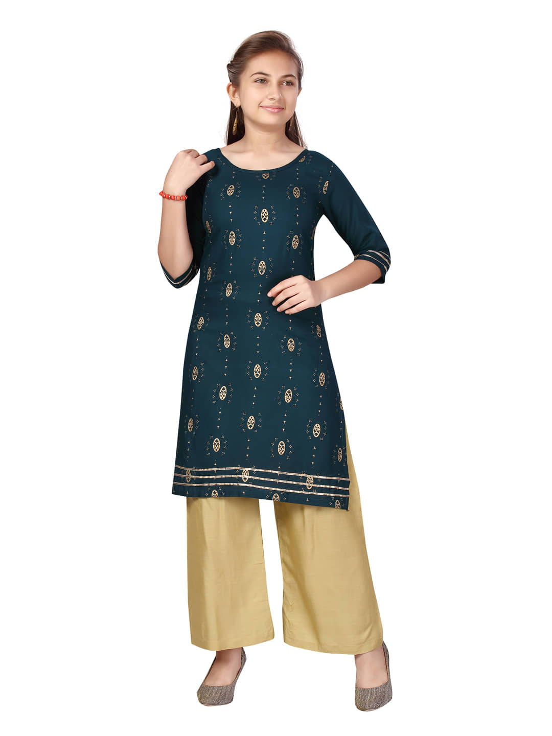 Aarika Girls Cotton Kurta and Trousers Set ( Pack of 1 , Green )