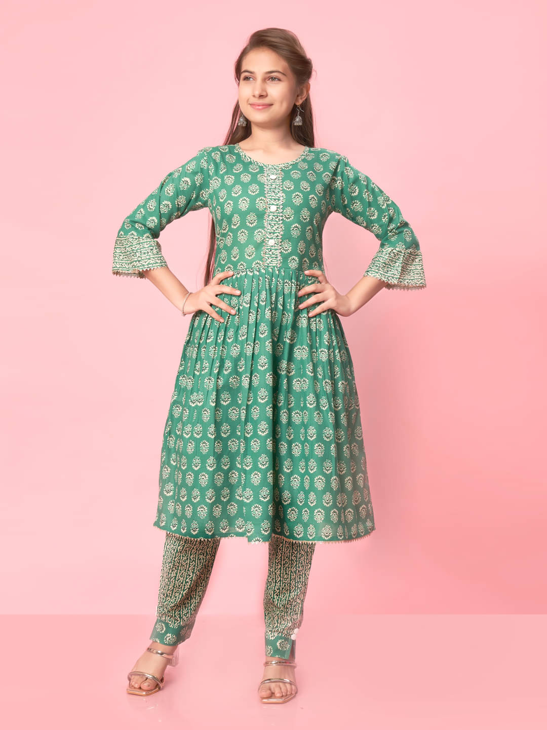 Aarika Girls Cotton Kurti ( Pack of 1 , Green ) Aarika Girls Cotton Kurti ( Pack of 1 , Green )