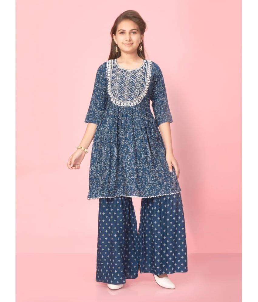     			Aarika Girls Cotton Kurta and Sharara Set ( Pack of 1 , Navy Blue )