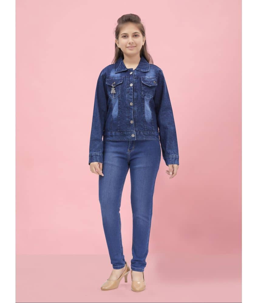 Aarika Girls Denim Denim Jackets For ( Pack of 1 , Navy Blue ) - Jackets & Coats | Buy online on ZillyBuy