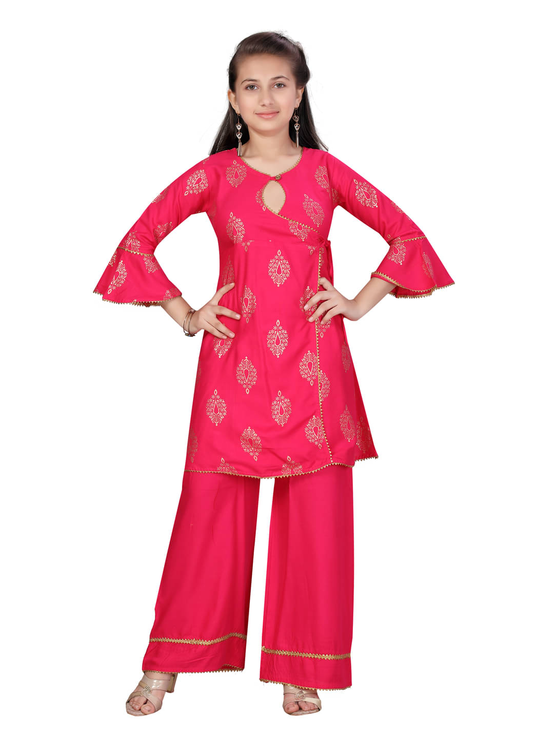     			Aarika Girls Cotton Kurta and Trousers Set ( Pack of 1 , Pink )