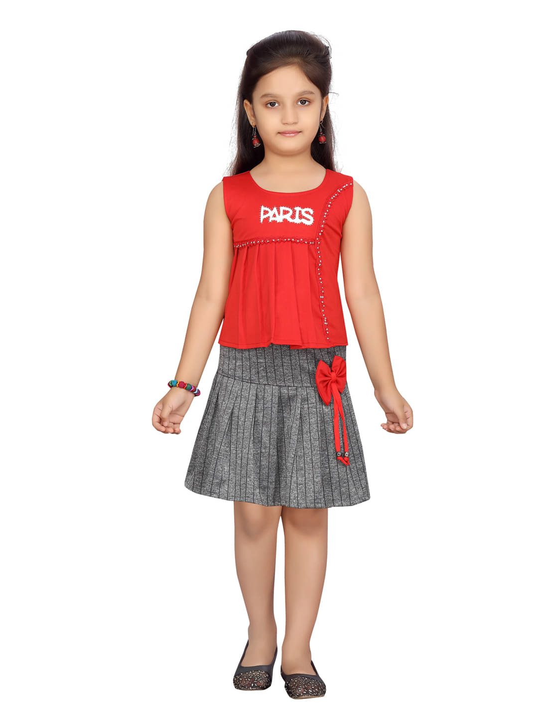     			Aarika Pack of 1 Girls Cotton Blend Top With Skirt ( Red )
