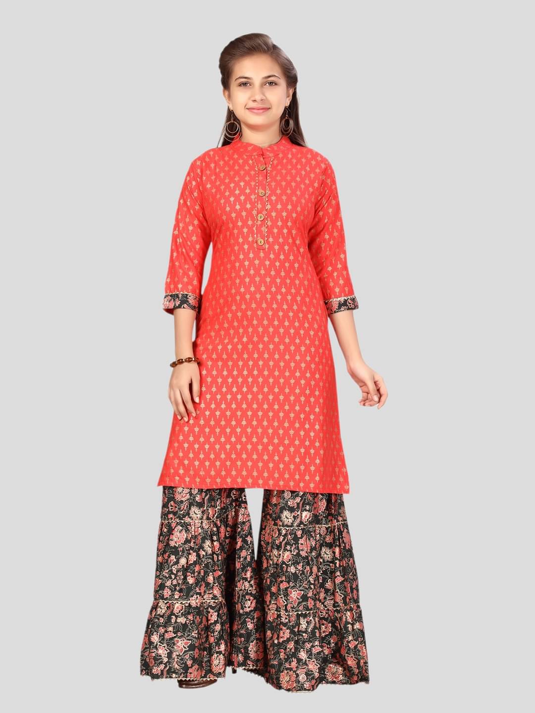     			Aarika Girls Cotton Kurta and Sharara Set ( Pack of 1 , Red )