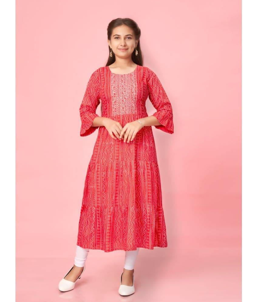     			Aarika Girls Cotton Kurti Legging Set ( Pack of 1 , Red )