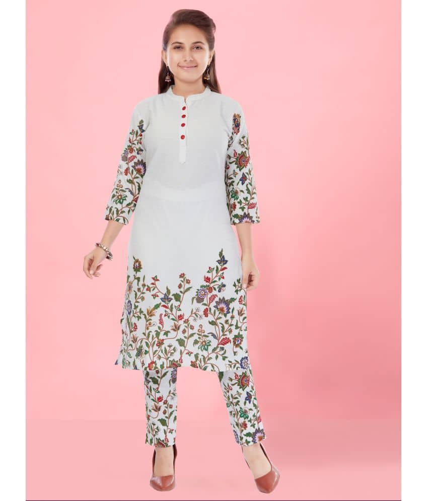 Aarika Girls Cotton Kurta and Pant Set ( Pack of 1 , White )