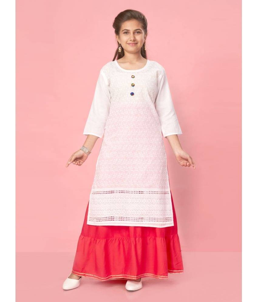    			Aarika Girls Cotton Kurti ( Pack of 1 , White )