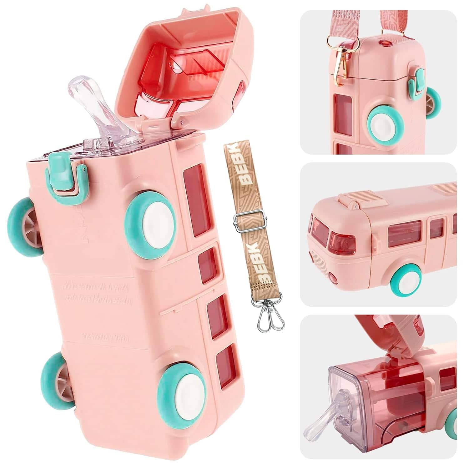 BANISTROKES Bus Water Bottle for Kid with Straw and Sticker Sport Plastic Portable Drinking Bottle for Kids Boys And Girls School Supplies - Stationery | Buy online on ZillyBuy
