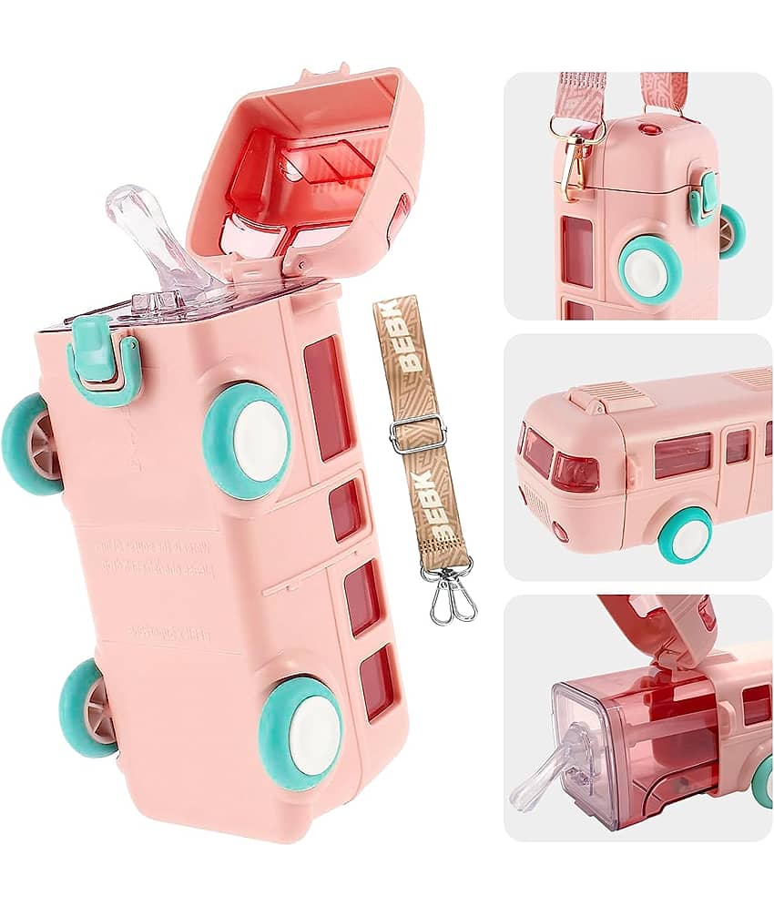 BANISTROKES Bus Water Bottle for Kid with Straw and Sticker Sport Plastic Portable Drinking Bottle for Kids Boys And Girls School Supplies - Stationery | Buy online on ZillyBuy