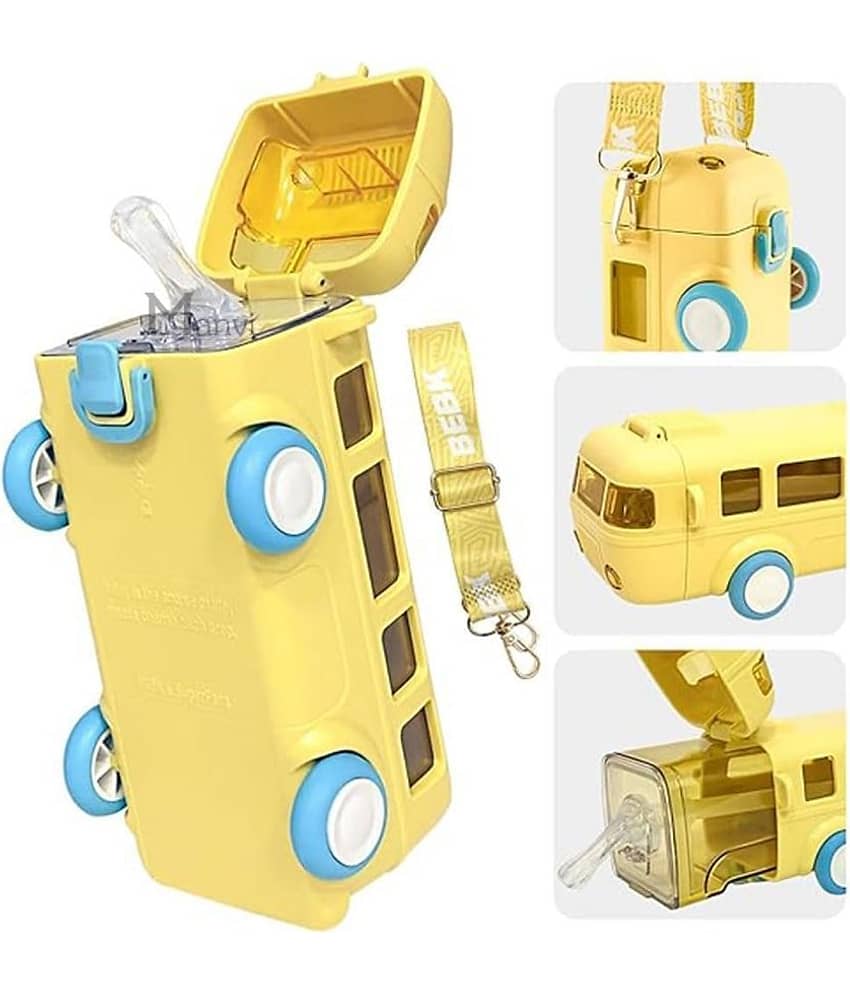 BANISTROKES Bus Water Bottle for Kid with Straw and Sticker Sport Plastic Portable Drinking Bottle for Kids Boys And Girls School Supplies - Stationery | Buy online on ZillyBuy