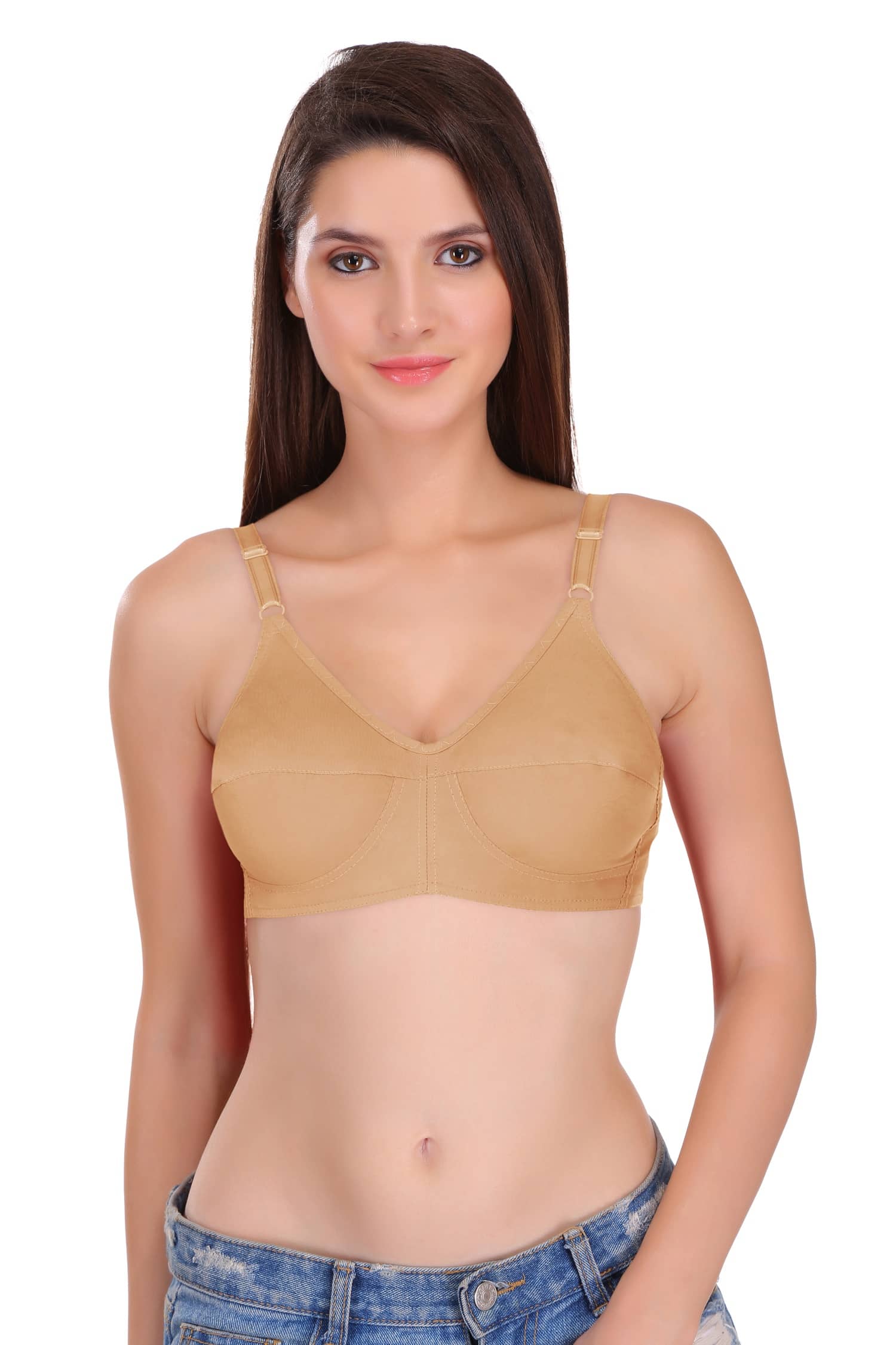 Featherline Cotton Blend Non Padded Women's Everyday Bra ( Camel ) SOUMYA ELASTIC