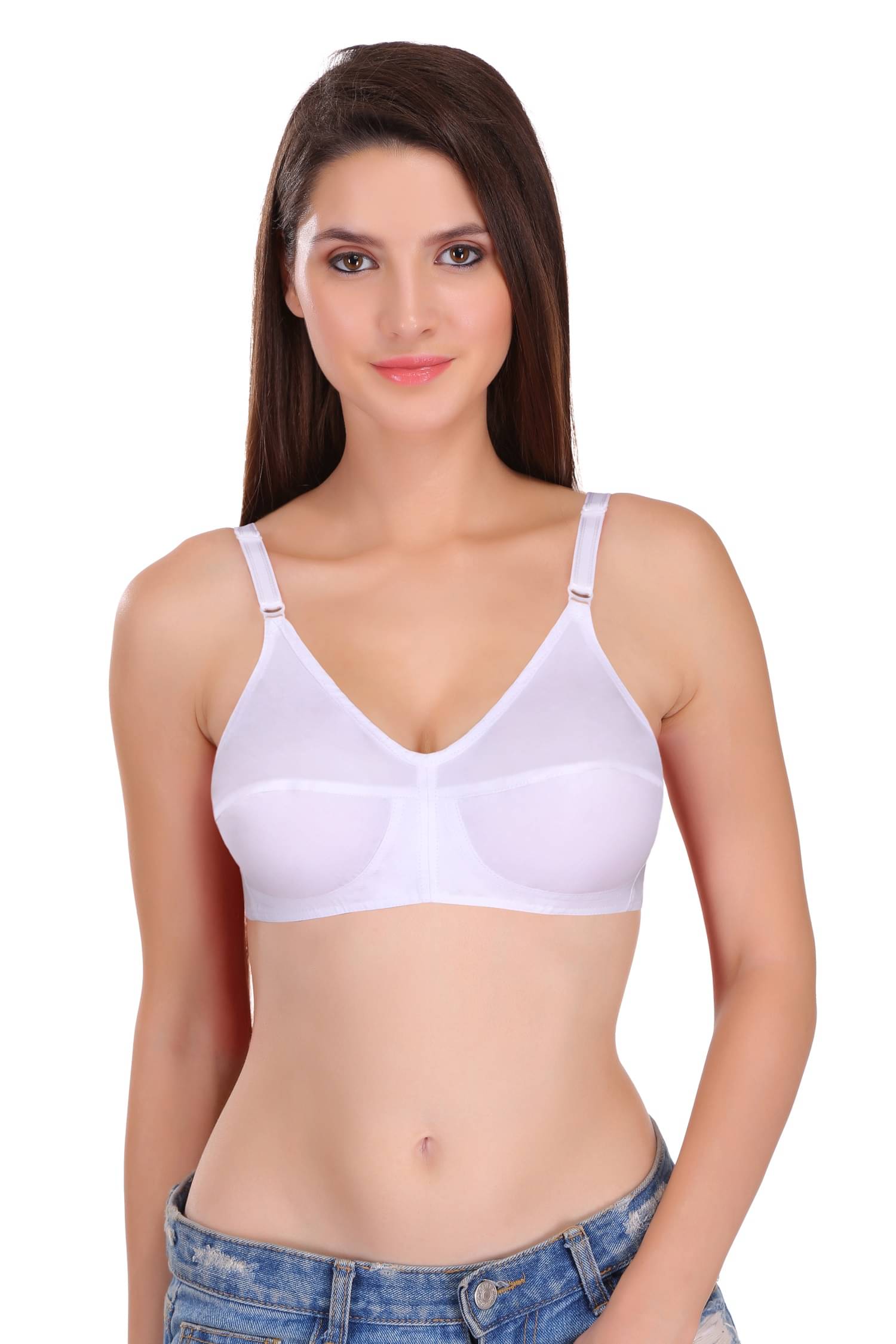     			Featherline Cotton Blend Non Padded Women's Everyday Bra ( White ) SOUMYA ELASTIC