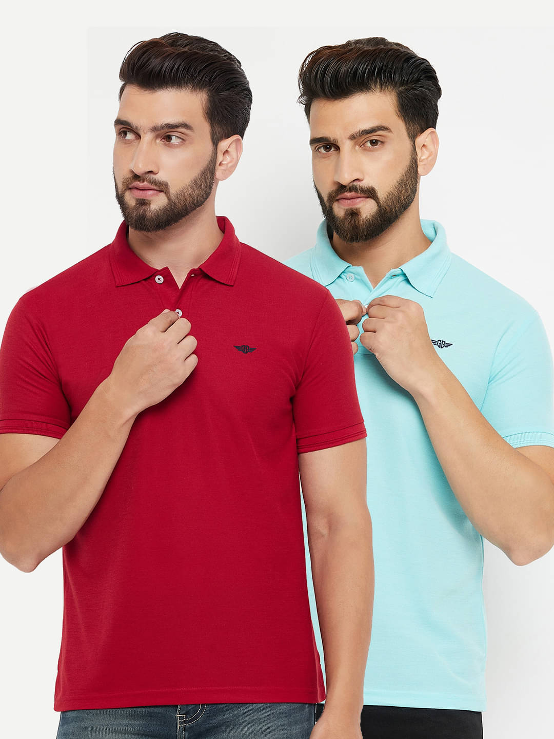     			GET GOLF Pack of 2 Cotton Blend Regular Fit Solid Half Sleeves Men's Polo T Shirt ( Maroon )