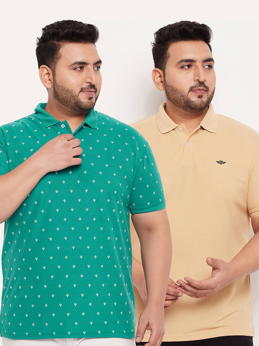     			GET GOLF Pack of 2 Cotton Blend Regular Fit Printed Half Sleeves Men's Polo T Shirt ( Green )