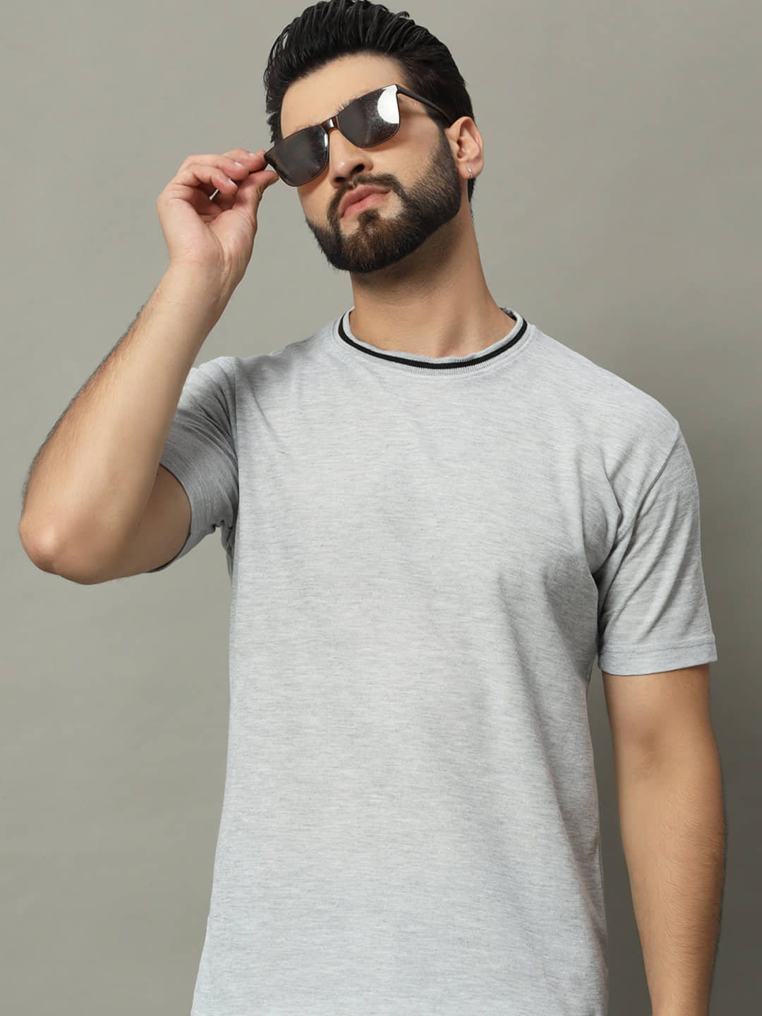 GET GOLF Pack of 1 Cotton Blend Regular Fit Men's T-Shirt ( Grey )