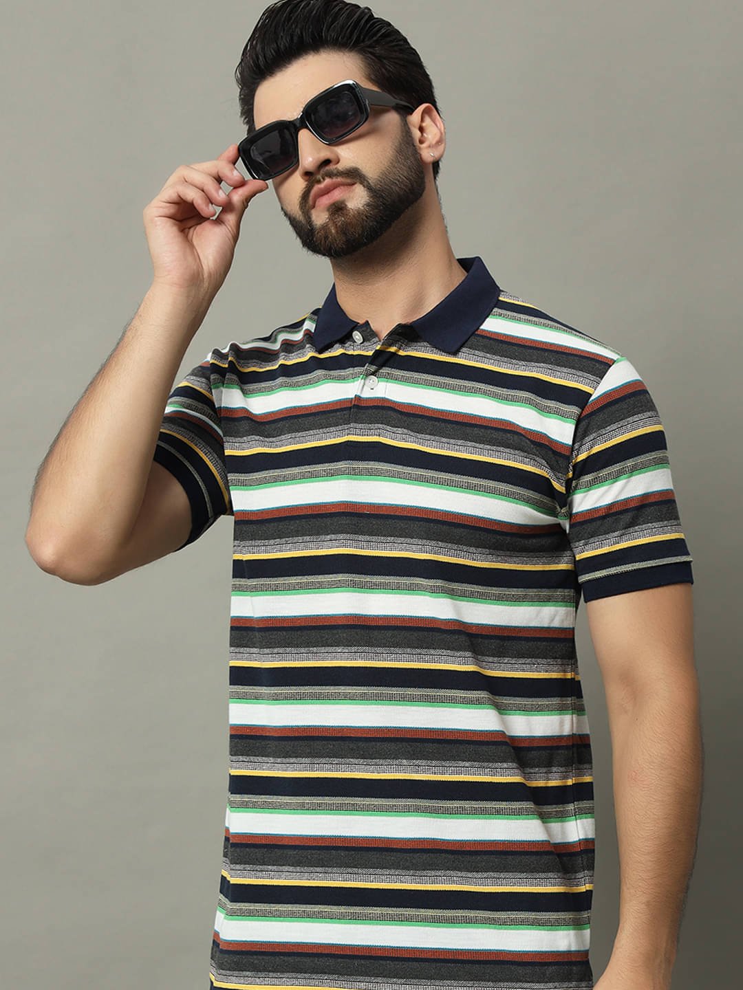    			GET GOLF Pack of 1 Cotton Blend Regular Fit Striped Half Sleeves Men's Polo T Shirt ( Multicolor )