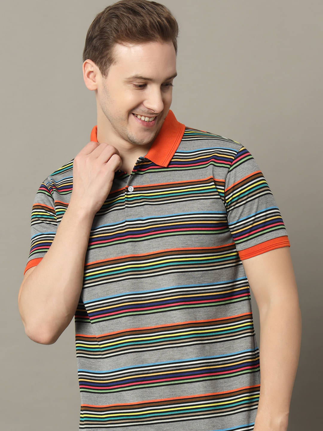 GET GOLF Pack of 1 Cotton Blend Regular Fit Striped Half Sleeves Men's Polo T Shirt ( Orange ) GET GOLF Pack of 1 Cotton Blend Regular Fit Striped Half Sleeves Men's Polo T Shirt ( Orange )