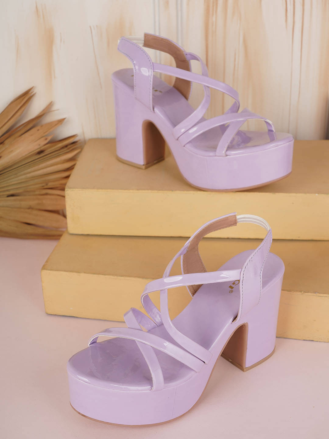     			IKAGI Purple Women's Slip On Heels