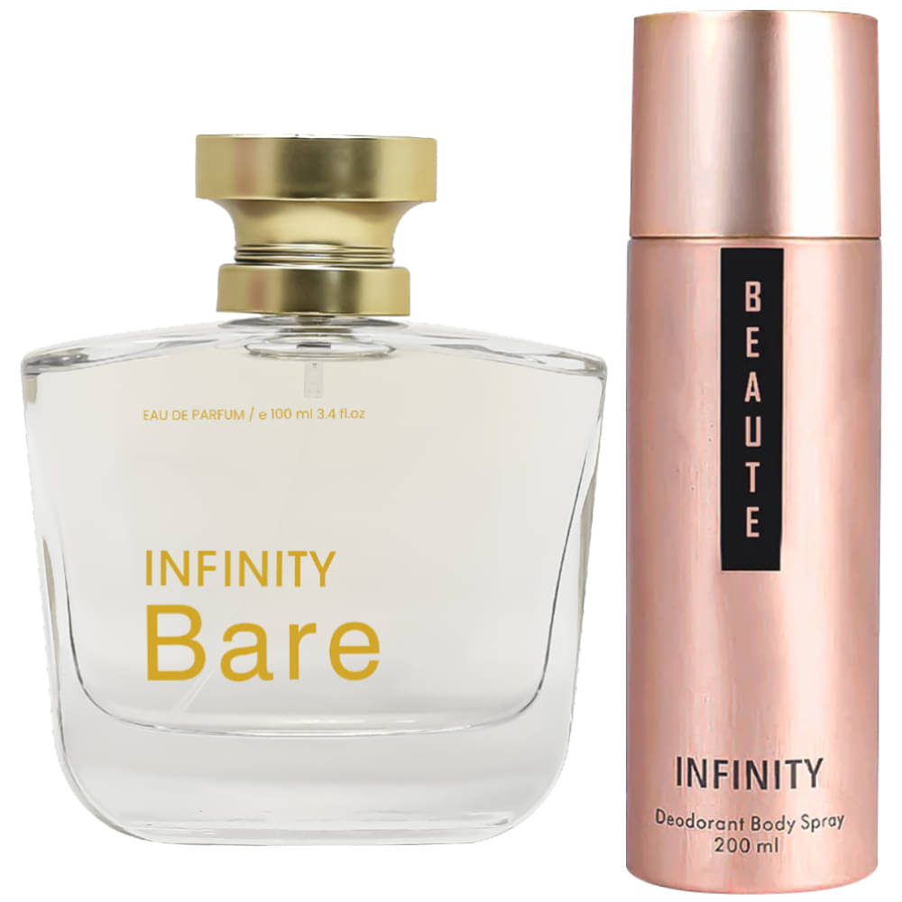     			Infinity Bare 100ML EDP Long Lasting Perfume &  Beaute 200ML Deodorant Body Spray Gift Set Pack of 2